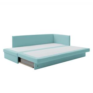 Schlafsofa Guest Webstoff Babyblau - Armlehne davorstehend rechts - 2 Kissen