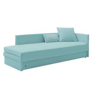 Schlafsofa Guest Webstoff Babyblau - Armlehne davorstehend rechts - 2 Kissen