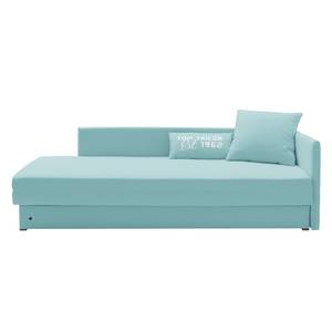 Schlafsofa Guest Webstoff Babyblau - Armlehne davorstehend rechts - 2 Kissen