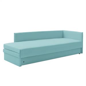 Schlafsofa Guest Webstoff Babyblau - Armlehne davorstehend rechts - 4 Kissen