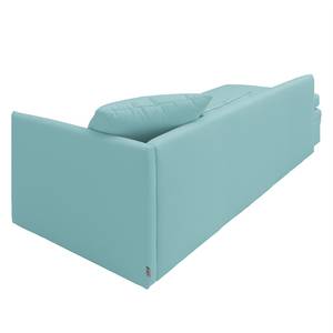 Schlafsofa Guest Webstoff Babyblau - Armlehne davorstehend rechts - 4 Kissen