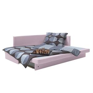 Schlafsofa Guest Webstoff Mauve - Armlehne davorstehend rechts - 2 Kissen