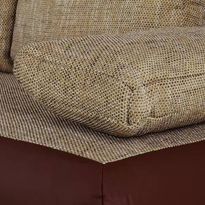 Canapé d'angle Homesta Imitation cuir / Tissu structuré - Marron / Beige