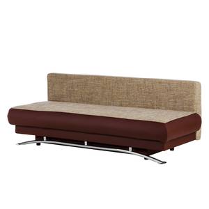 Schlafsofa Homesta Kunstleder / Strukturstoff - Braun / Beige