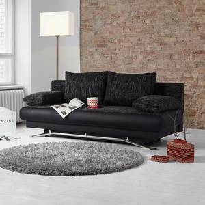 Divano letto Homesta Similpelle/Tessuto strutturato - Nero