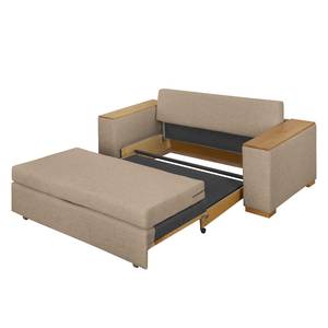 Schlafsofa LATINA mit XL Armlehne Holz Webstoff - Webstoff Barona: Cappuccino - Breite: 176 cm