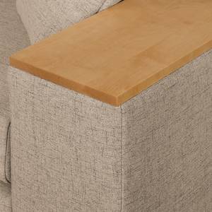 Slaapbank LATINA met XL Armleuning Hout geweven stof - Geweven stof Barona: Cappuccinokleurig - Breedte: 196 cm