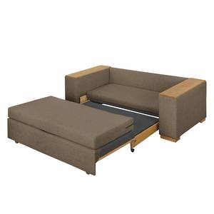 Sofa-lit LATINA avec accoudoir XL Bois Tissu - Tissu Barona: Havanna - Largeur : 176 cm