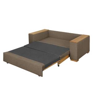 Schlafsofa LATINA mit XL Armlehne Holz Webstoff - Webstoff Barona: Havanna - Breite: 216 cm