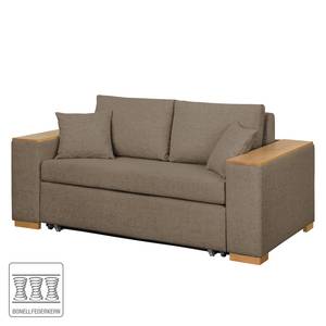 Sofa-lit LATINA avec accoudoir XL Bois Tissu - Tissu Barona: Havanna - Largeur : 196 cm