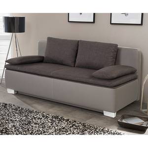 Dauerschlafsofa Bocono Kunstleder / Webstoff - Grau / Braun