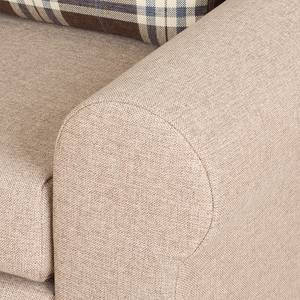 Slaapbank LATINA Basic Country geweven stof - Geweven stof Mueni / Geweven stof Logan: Beige / Bruin geruit - Breedte: 205 cm