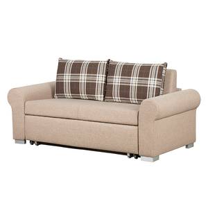 Slaapbank LATINA Basic Country geweven stof - Geweven stof Mueni / Geweven stof Logan: Beige / Bruin geruit - Breedte: 165 cm