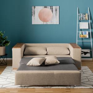 Sofa-lit LATINA avec accoudoir XL Bois Tissu - Tissu Barona: Cappuccino - Largeur : 196 cm