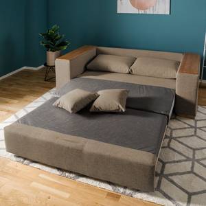 Sofa-lit LATINA avec accoudoir XL Bois Tissu - Tissu Barona: Havanna - Largeur : 196 cm