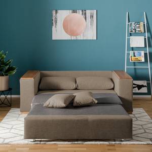 Sofa-lit LATINA avec accoudoir XL Bois Tissu - Tissu Barona: Havanna - Largeur : 216 cm