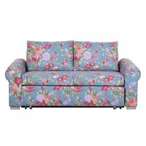 Schlafsofa LATINA Basic Country Webstoff - Webstoff Noralie: Blau / Pink - Breite: 165 cm