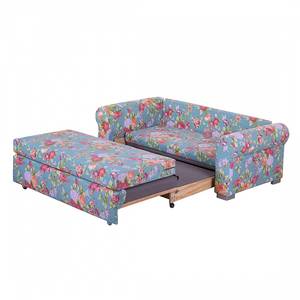 Schlafsofa LATINA Basic Country Webstoff - Webstoff Noralie: Blau / Pink - Breite: 165 cm