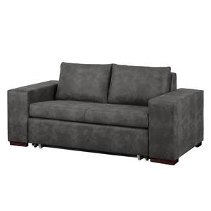 Sofa-lit LATINA Basic avec accoudoir XL Aspect cuir vieilli - Microfibre Bera: Basalte - Largeur : 176 cm