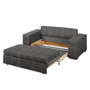 Sofa-lit LATINA Basic avec accoudoir XL Aspect cuir vieilli - Microfibre Bera: Basalte - Largeur : 216 cm