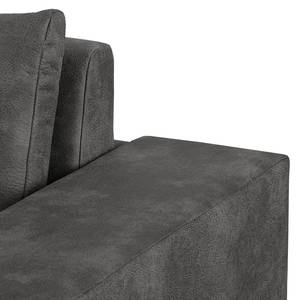 Sofa-lit LATINA Basic avec accoudoir XL Aspect cuir vieilli - Microfibre Bera: Basalte - Largeur : 216 cm