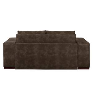 Slaapbank LATINA Basic met XL Armleuning antiek leren look - Microvezel Bera: Espresso - Breedte: 196 cm