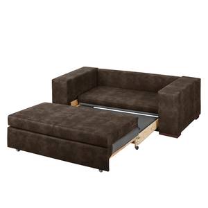 Sofa-lit LATINA Basic avec accoudoir XL Aspect cuir vieilli - Microfibre Bera: Espresso - Largeur : 196 cm