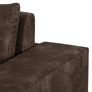 Sofa-lit LATINA Basic avec accoudoir XL Aspect cuir vieilli - Microfibre Bera: Espresso - Largeur : 196 cm