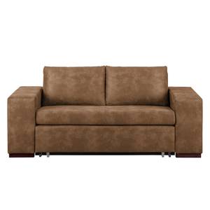 Sofa-lit LATINA Basic avec accoudoir XL Aspect cuir vieilli - Microfibre Bera: Latte Macchiato - Largeur : 196 cm