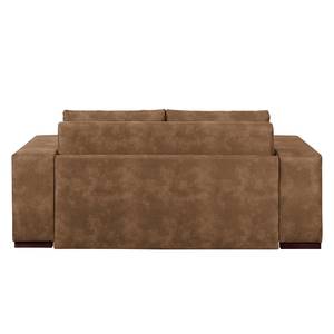 Sofa-lit LATINA Basic avec accoudoir XL Aspect cuir vieilli - Microfibre Bera: Latte Macchiato - Largeur : 196 cm