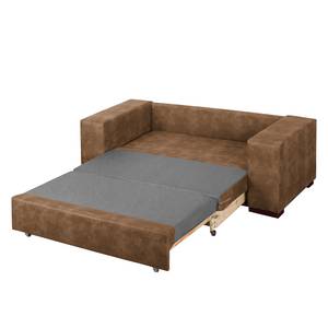 Sofa-lit LATINA Basic avec accoudoir XL Aspect cuir vieilli - Microfibre Bera: Latte Macchiato - Largeur : 196 cm