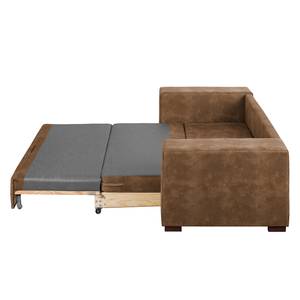 Sofa-lit LATINA Basic avec accoudoir XL Aspect cuir vieilli - Microfibre Bera: Latte Macchiato - Largeur : 196 cm