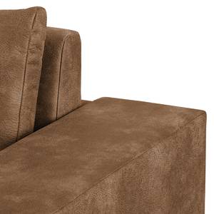 Sofa-lit LATINA Basic avec accoudoir XL Aspect cuir vieilli - Microfibre Bera: Latte Macchiato - Largeur : 196 cm