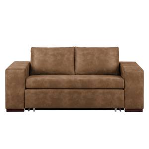 Sofa-lit LATINA Basic avec accoudoir XL Aspect cuir vieilli - Microfibre Bera: Latte Macchiato - Largeur : 216 cm