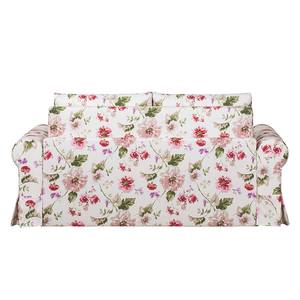 Canapé-lit LATINA Country avec housse Tissu - Tissu Gracia: Crème / Rouge - Largeur : 205 cm