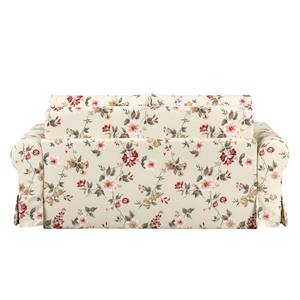 Canapé-lit LATINA Country avec housse Tissu - Tissu Fedra: Crème / Rouge - Largeur : 165 cm