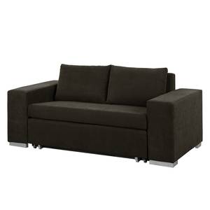 Slaapbank LATINA Basic met XL Armleuning geweven stof - grijs - Chenille Efia: Espresso - Breedte: 196 cm