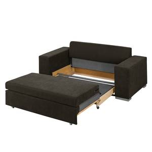 Sofa-lit LATINA Basic avec accoudoir XL Tissu - Gris - Tissu chenille Efia: Espresso - Largeur : 216 cm