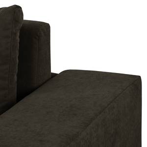 Sofa-lit LATINA Basic avec accoudoir XL Tissu - Gris - Tissu chenille Efia: Espresso - Largeur : 176 cm