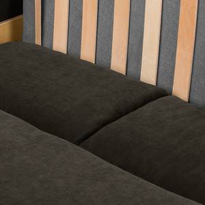 Sofa-lit LATINA Basic avec accoudoir XL Tissu - Gris - Tissu chenille Efia: Espresso - Largeur : 216 cm