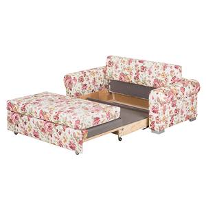 Canapé convertible LATINA Basic Country Tissu - Multicolore - Tissu Orgesa: Beige/Rose vif - Largeur : 205 cm