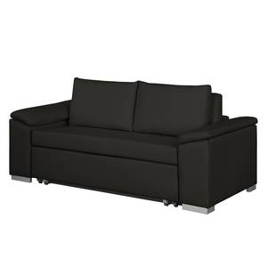 Canapé-lit LATINA avec accoudoir incliné Aspect cuir vieilli - Tissu Doran : Noir - Largeur : 210 cm