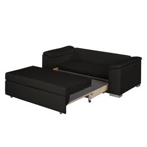 Schlafsofa LATINA mit schräger Armlehne Webstoff - Stoff Doran: Schwarz - Breite: 210 cm