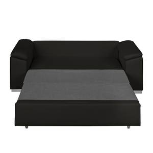 Canapé-lit LATINA avec accoudoir incliné Aspect cuir vieilli - Tissu Doran : Noir - Largeur : 190 cm