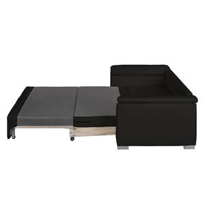 Canapé-lit LATINA avec accoudoir incliné Aspect cuir vieilli - Tissu Doran : Noir - Largeur : 210 cm
