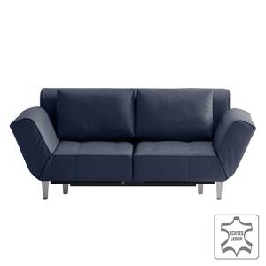 Divano letto Leo Vera pelle - Blu scuro