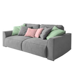 Schlafsofa Lussan Webstoff Grau - Grün - Pink - Textil - 250 x 87 x 129 cm