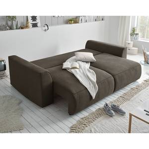 Schlafsofa Lussan Webstoff Braun - Grau - Grün - Textil - 250 x 87 x 129 cm