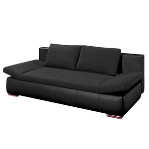 Schlafsofa Mangoo Kunstleder / Webstoff Schwarz - Mit Beleuchtung