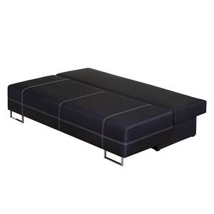 Schlafsofa Metropolis Webstoff/Kunstleder Schwarz